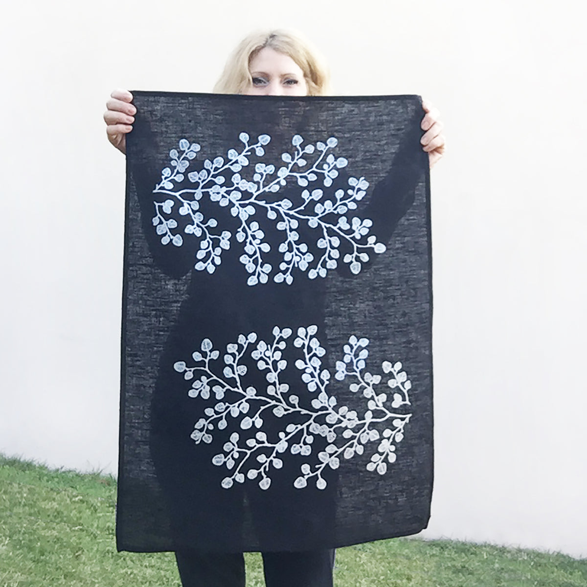 Hand printed Fagus 100% linen tea towel
